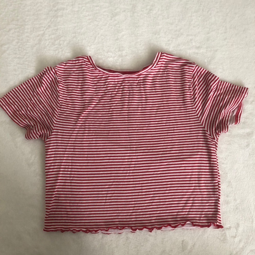 Pacsun red striped cropped tee